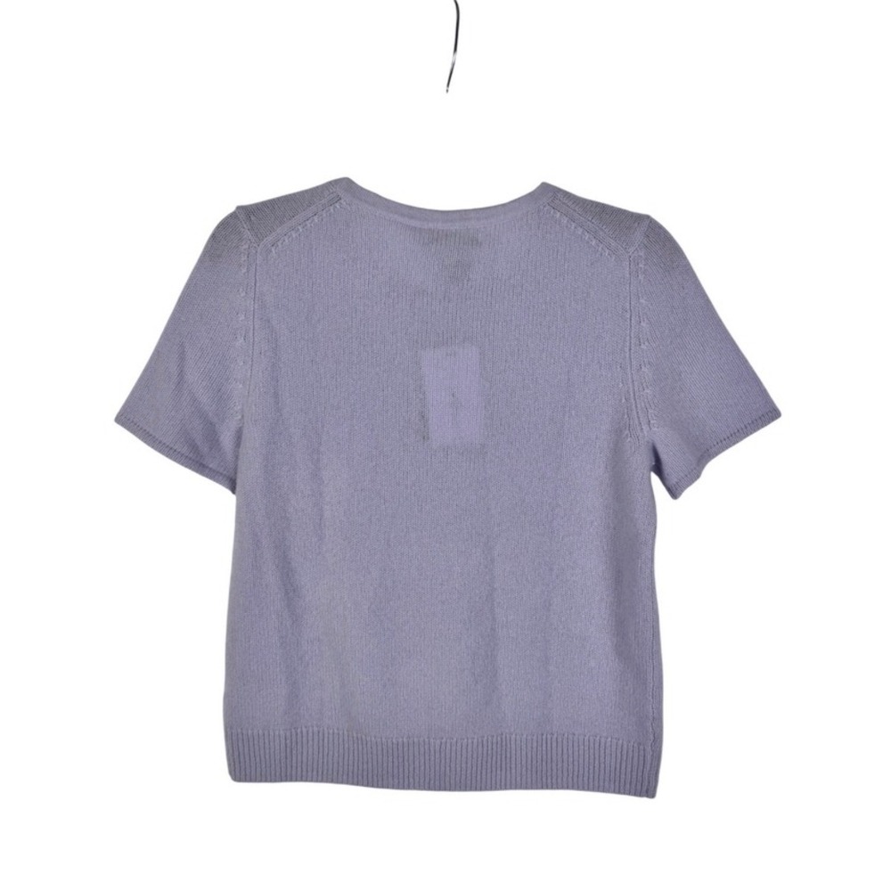C by Bloomingdale's Cashmere Short Sleeve Sweater Serenity Blue M - Picture 4 of 7